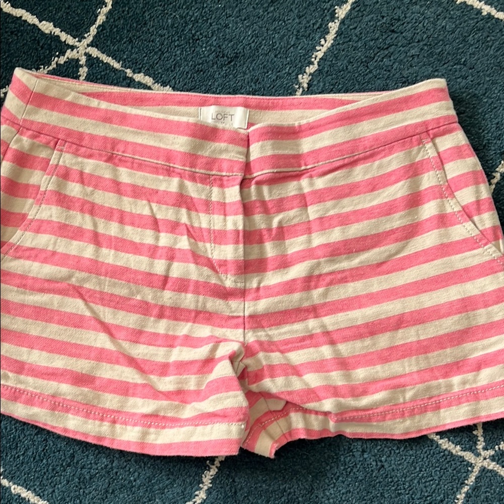 LOFT Pink and Tan Striped Casual or Dressy Shorts
